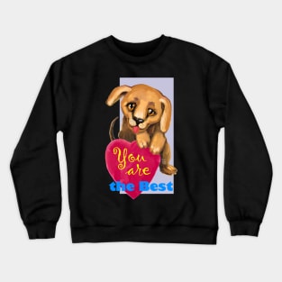 Cute dog. Baby pets. Puppy friendship love. Crewneck Sweatshirt